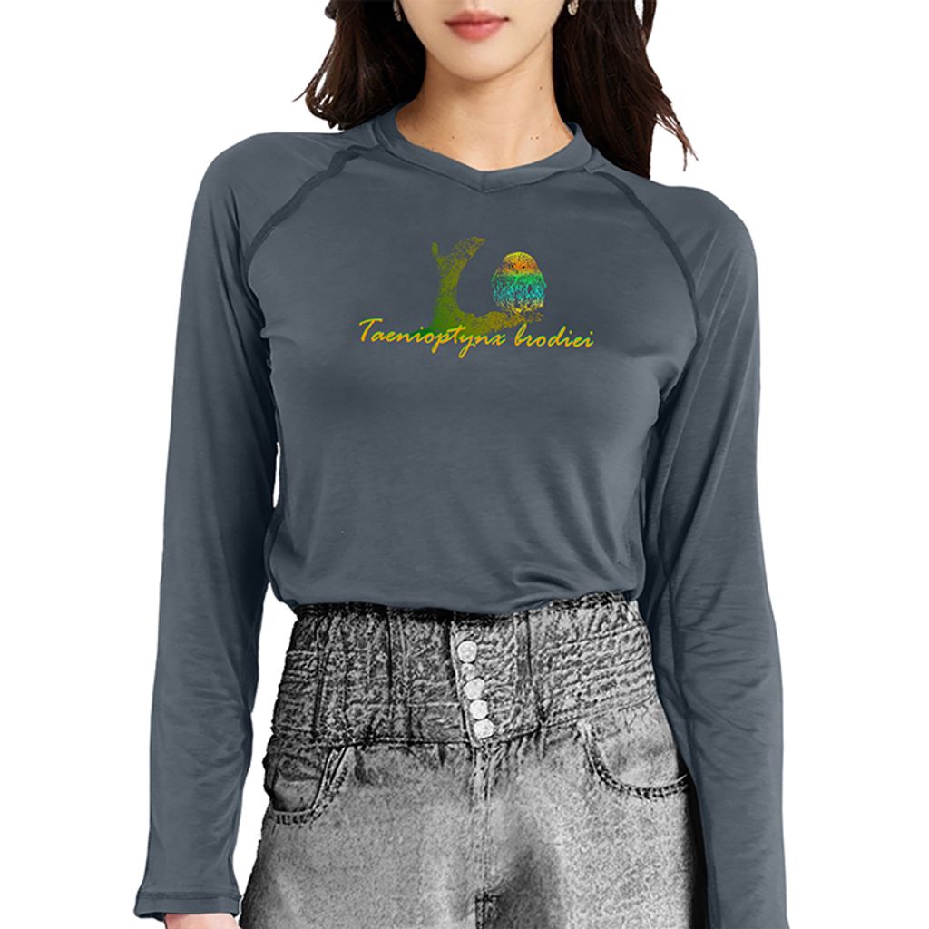 女 鵂鶹 輕柔溫控長袖石墨烯V領衫(曜石灰)