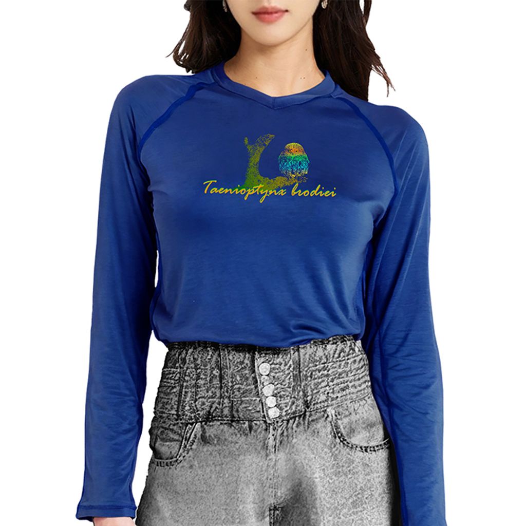 女 鵂鶹 輕柔溫控長袖石墨烯V領衫(藏青)