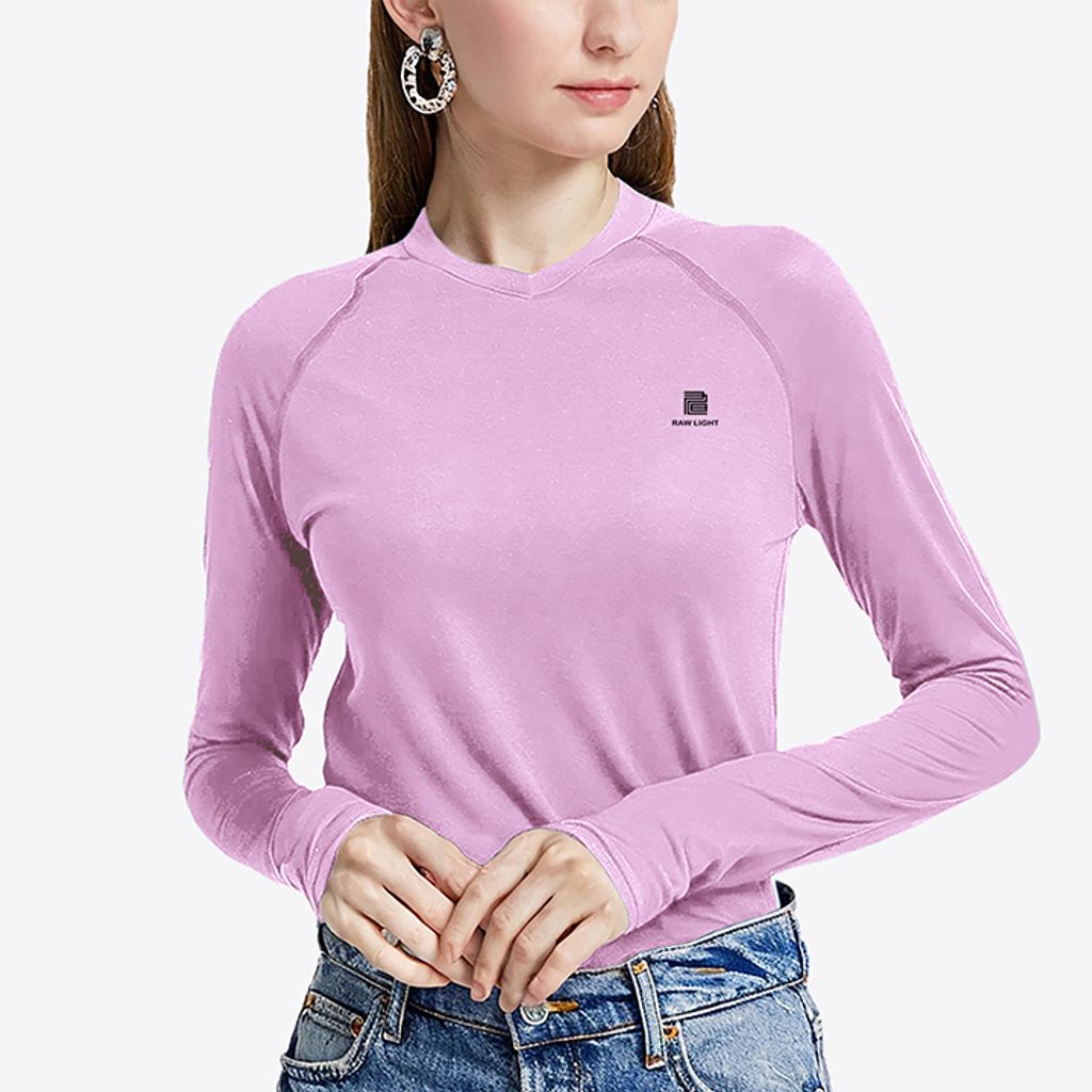 女 輕柔溫控長袖石墨烯V領衫(葡萄紫)