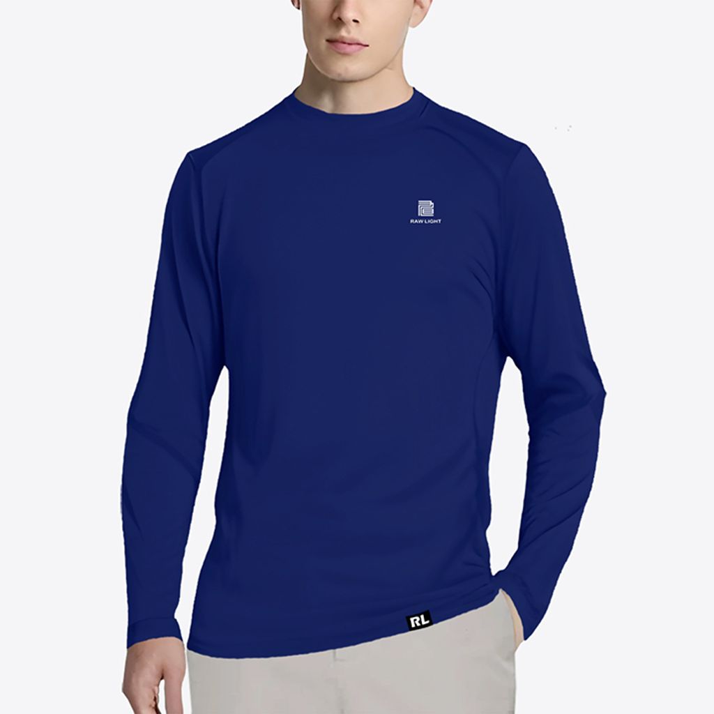 男 輕柔溫控長袖石墨烯圓領衫(藏青)