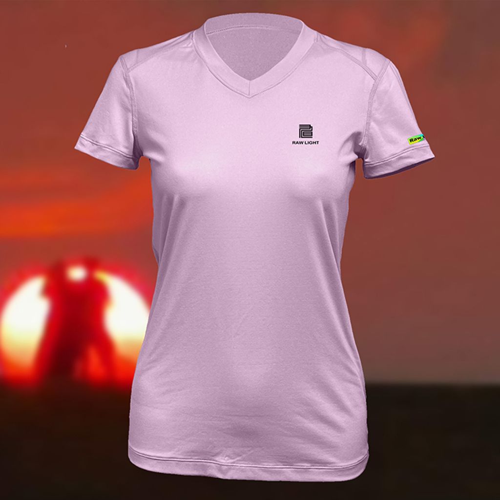 【Raw Light】女 輕柔溫控短袖石墨烯V領衫(葡萄紫)