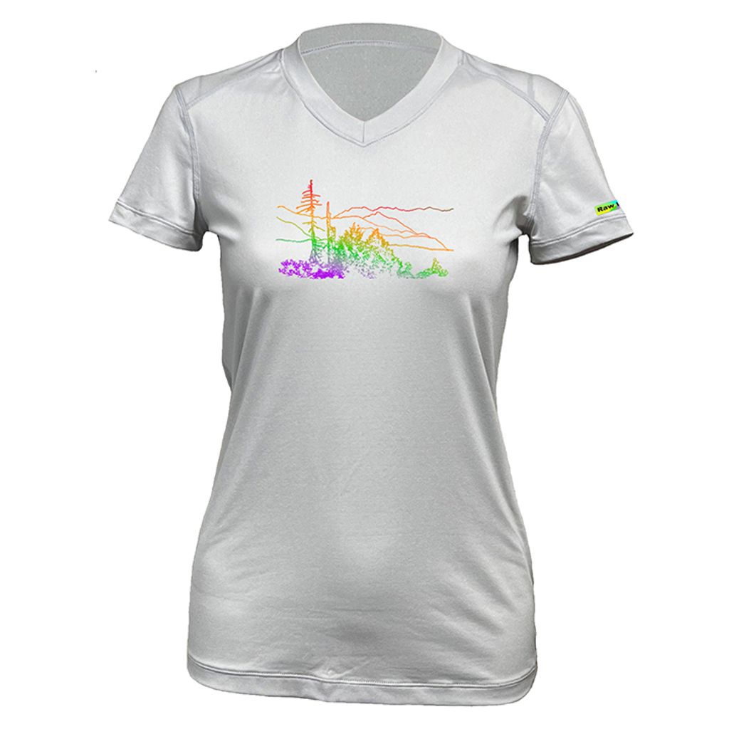 女 大雪山 輕柔溫控短袖石墨烯V領衫(灰白)