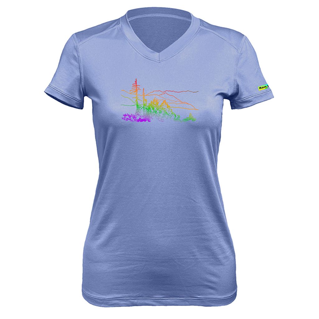 女 大雪山 輕柔溫控短袖石墨烯V領衫(月光藍)