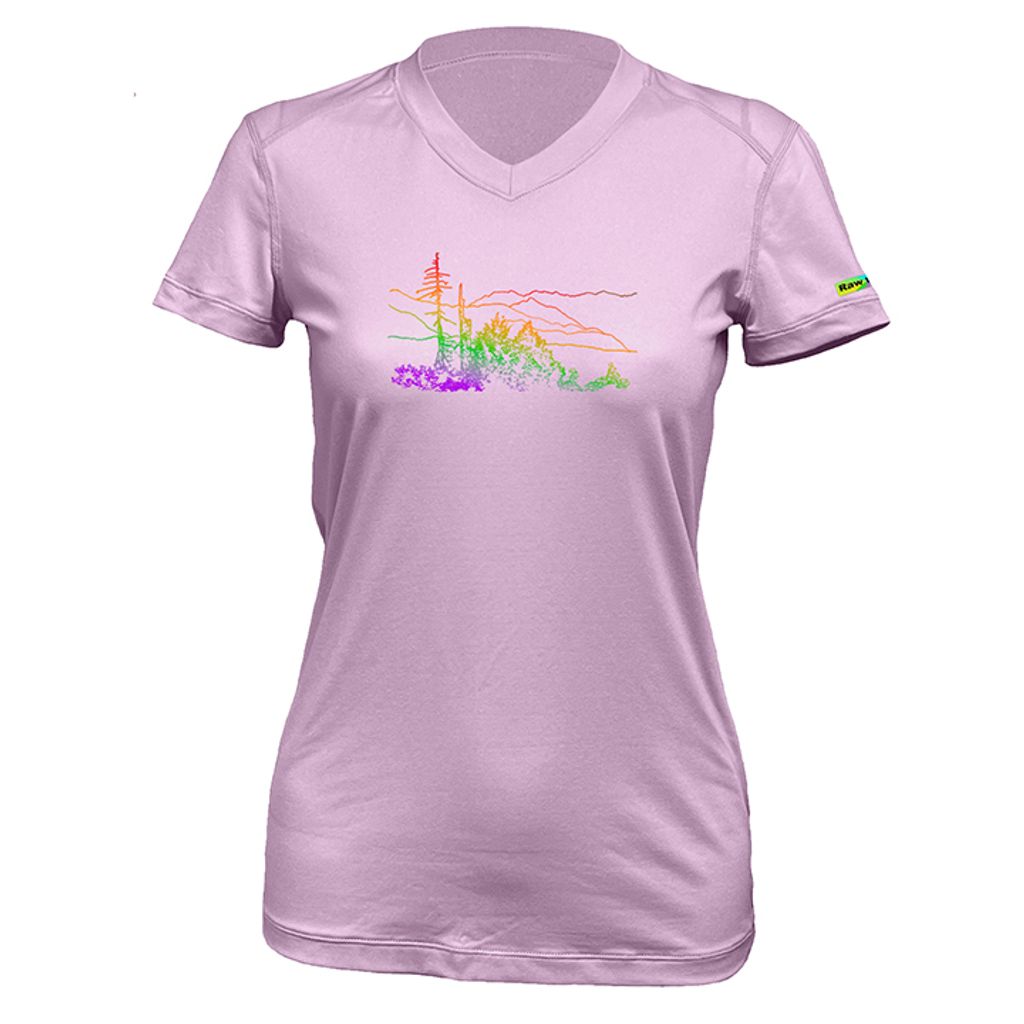 女 大雪山 輕柔溫控短袖石墨烯V領衫(葡萄紫)