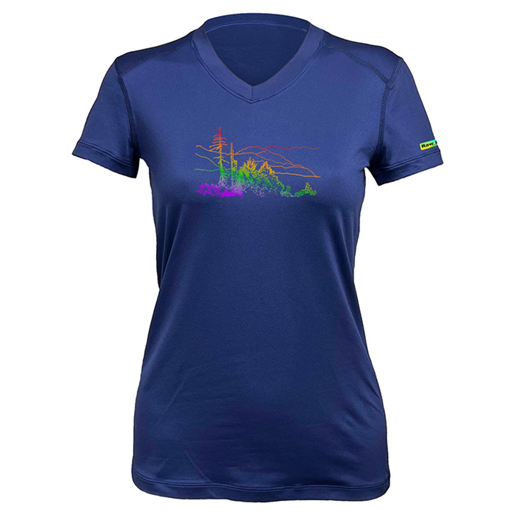 女 大雪山 輕柔溫控短袖石墨烯V領衫(藏青)