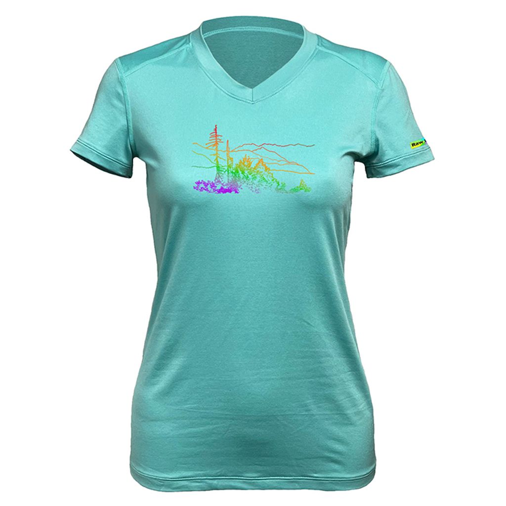 女 大雪山 輕柔溫控短袖石墨烯V領衫(湖水綠)