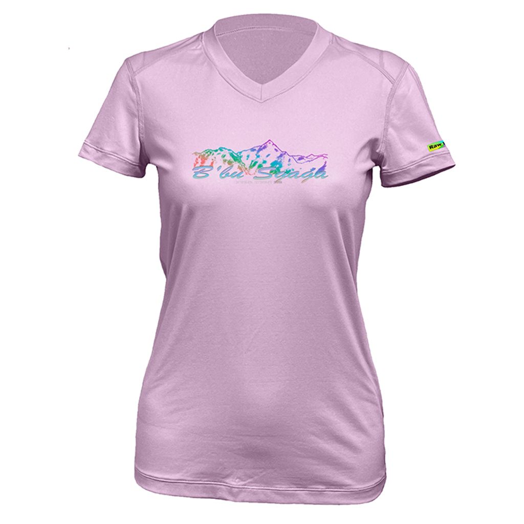 女 中央尖山 輕柔溫控短袖石墨烯V領衫(葡萄紫)