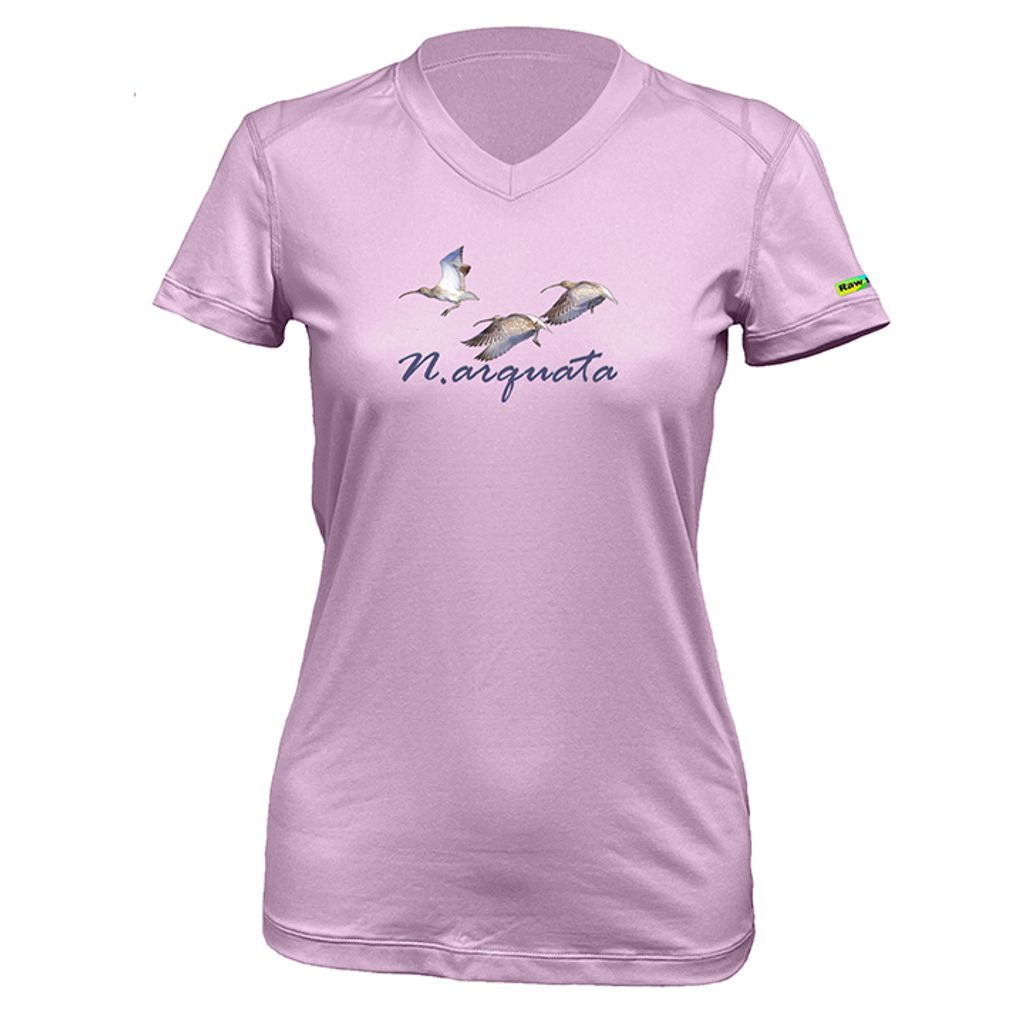 女 大杓鷸 輕柔溫控短袖石墨烯V領衫(葡萄紫)