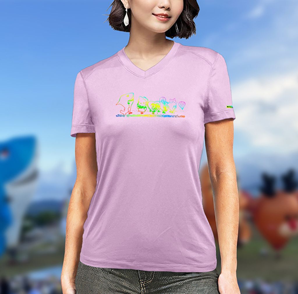 【Raw Light】女 熱氣球 輕柔溫控短袖石墨烯V領衫(葡萄紫)