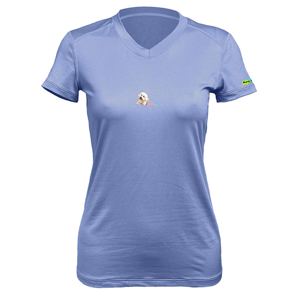 女 比熊 輕柔溫控短袖石墨烯V領衫(夜光藍)