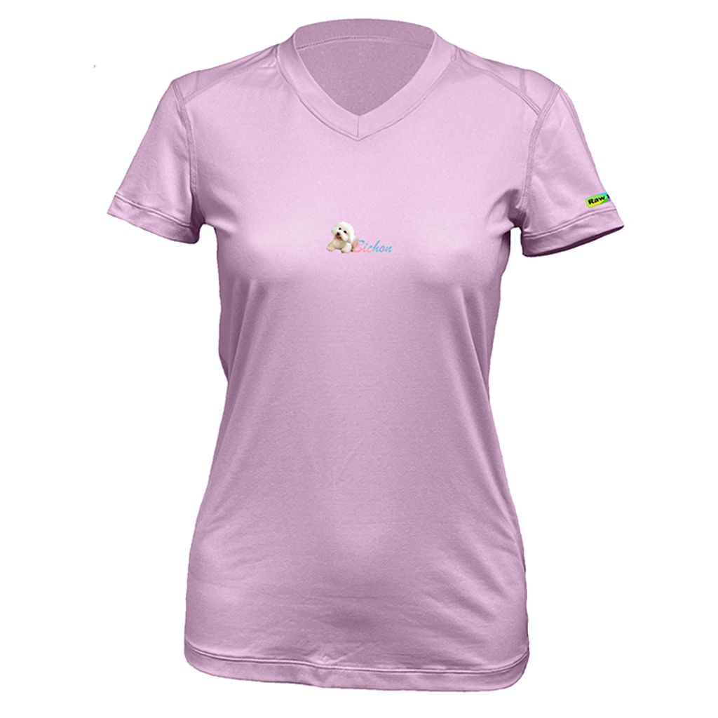 女 比熊 輕柔溫控短袖石墨烯V領衫(葡萄紫)