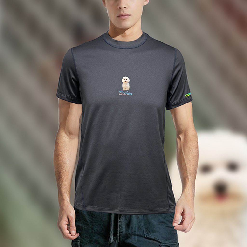 【Raw Light】男 比熊 輕柔溫控短袖石墨烯圓領衫(曜石灰)