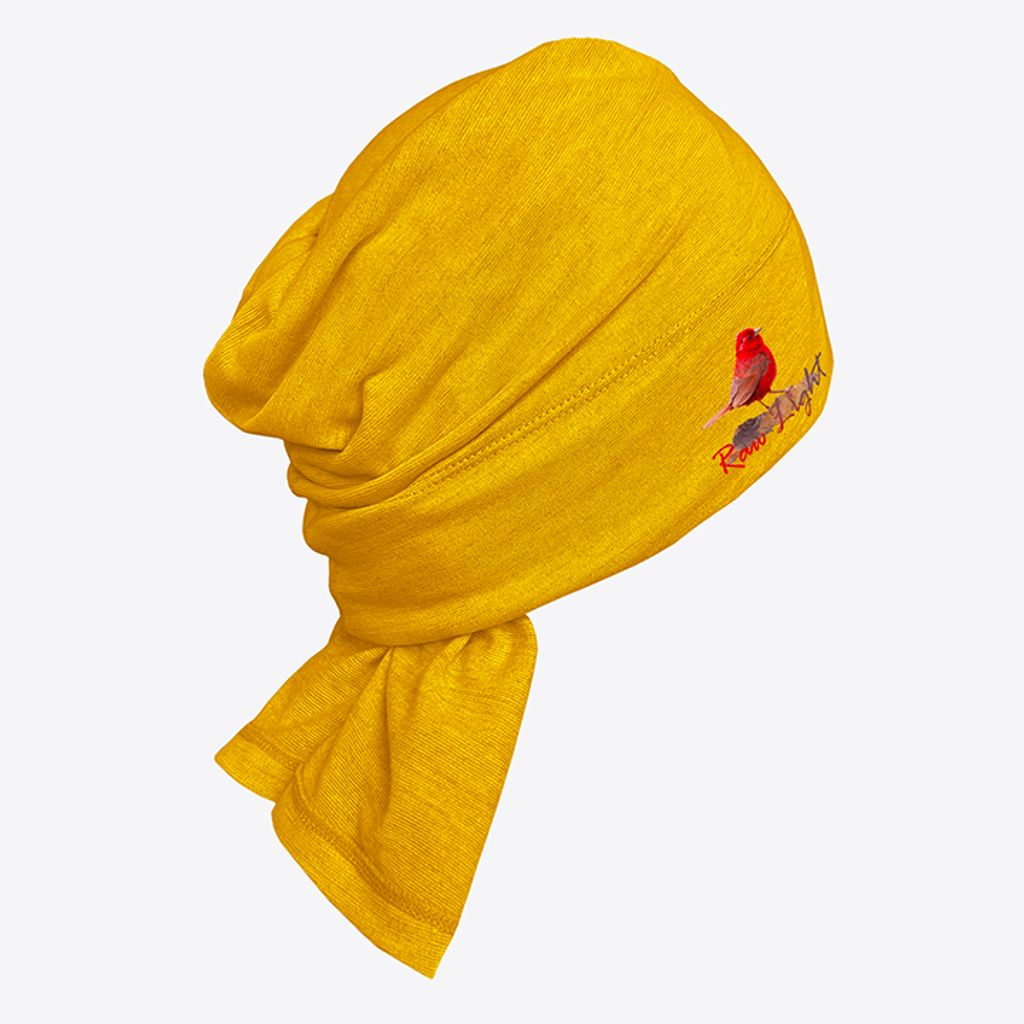 酒紅朱雀 保暖石墨烯羊毛圍脖頭巾(麥黃)