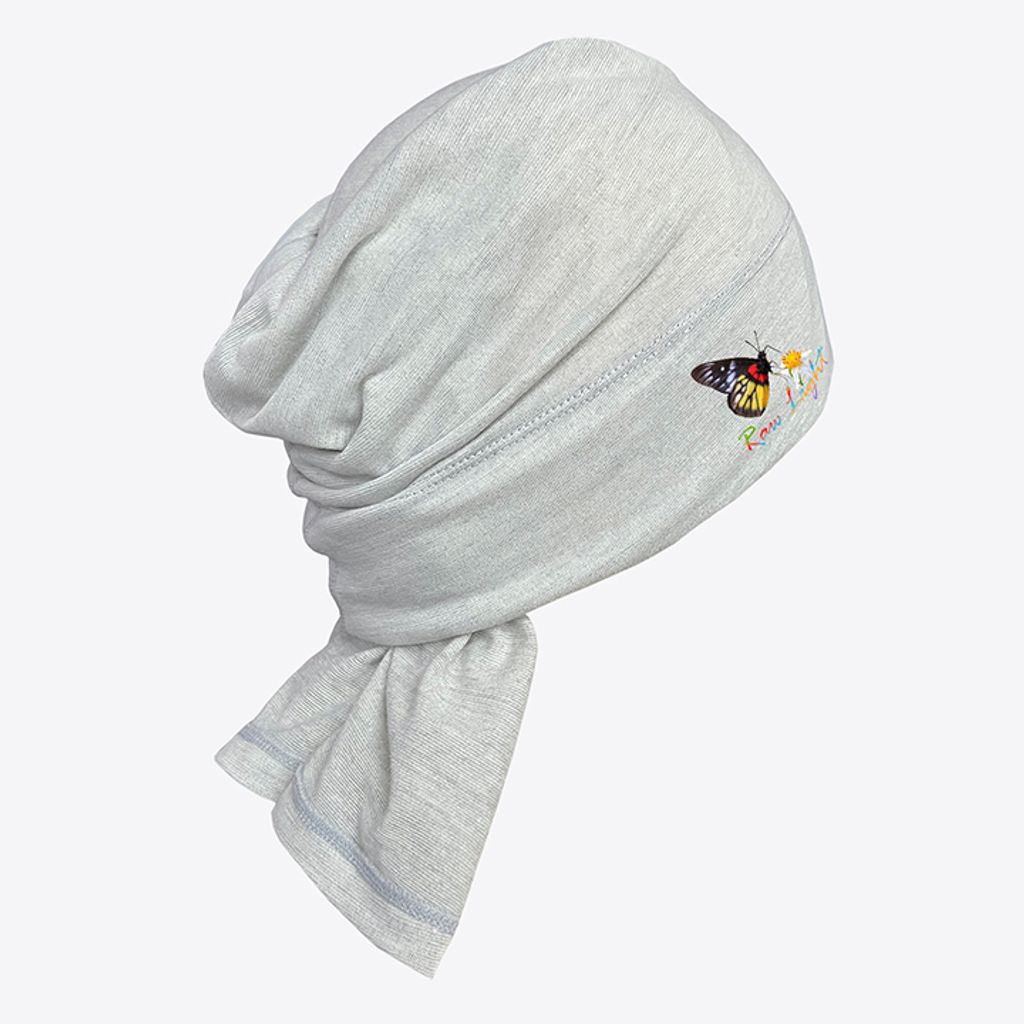 蝴蝶 保暖石墨烯羊毛圍脖頭巾(米灰)