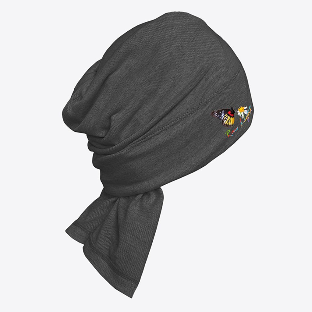 蝴蝶 保暖石墨烯羊毛圍脖頭巾(青黑)