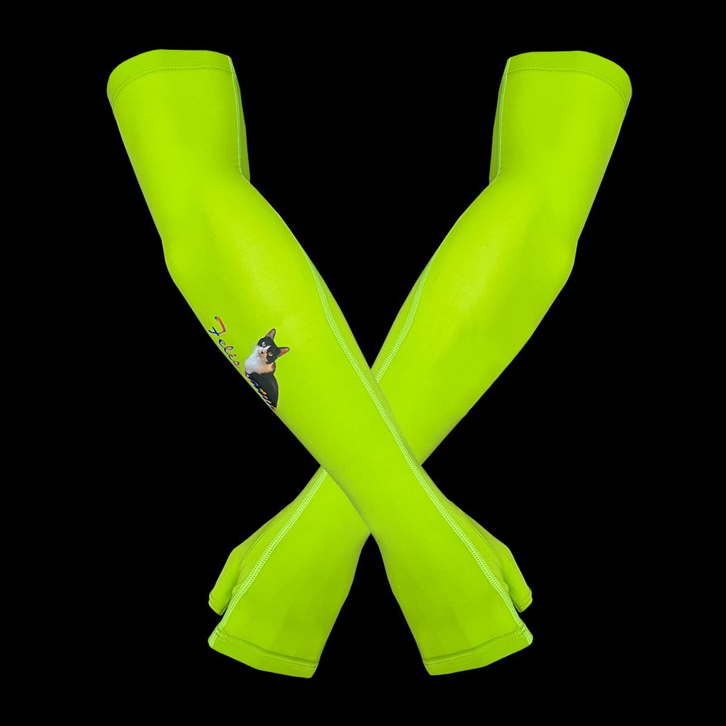 貓咪 涼感木醣醇袖套(螢光綠)