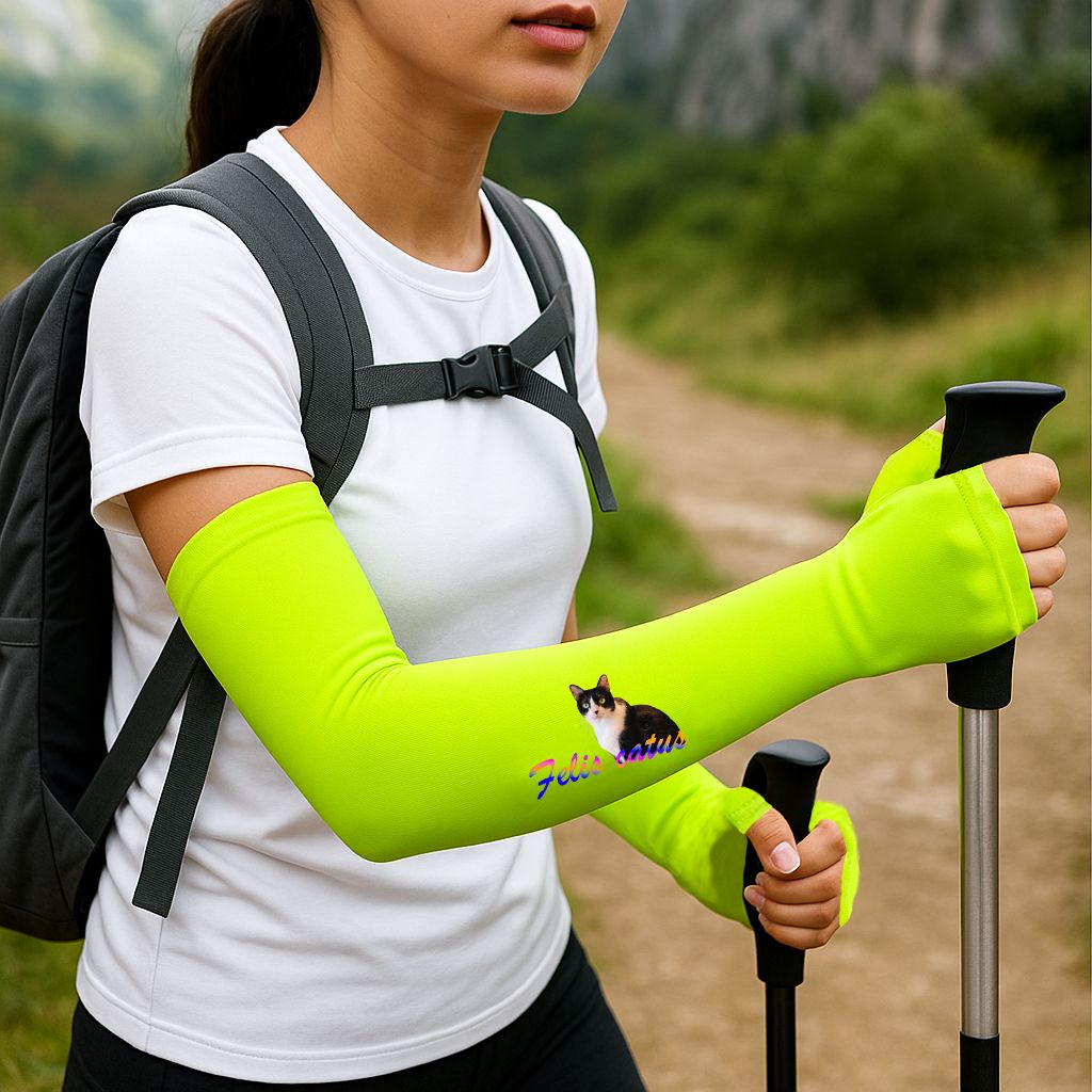 貓咪 涼感木醣醇袖套(螢光綠)
