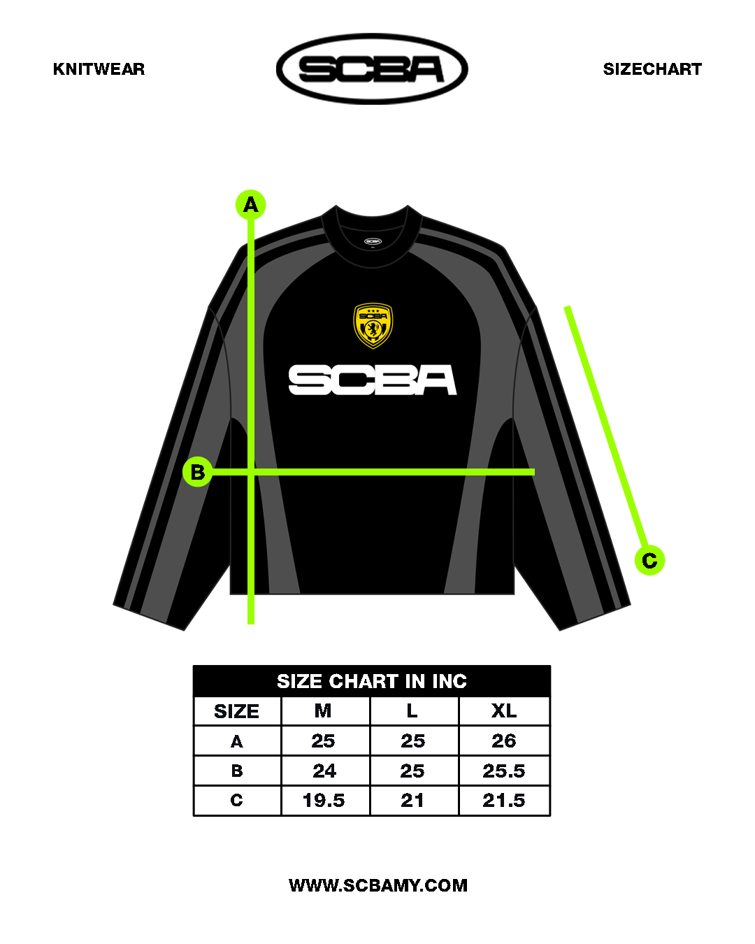 KNITWEAR SIZECHART