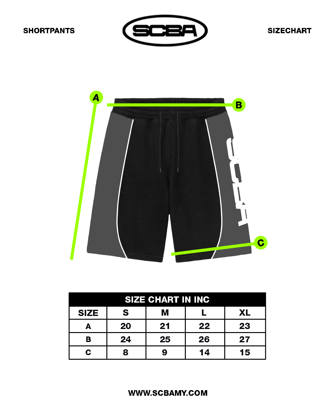 SHORTPANTS SIZECHART