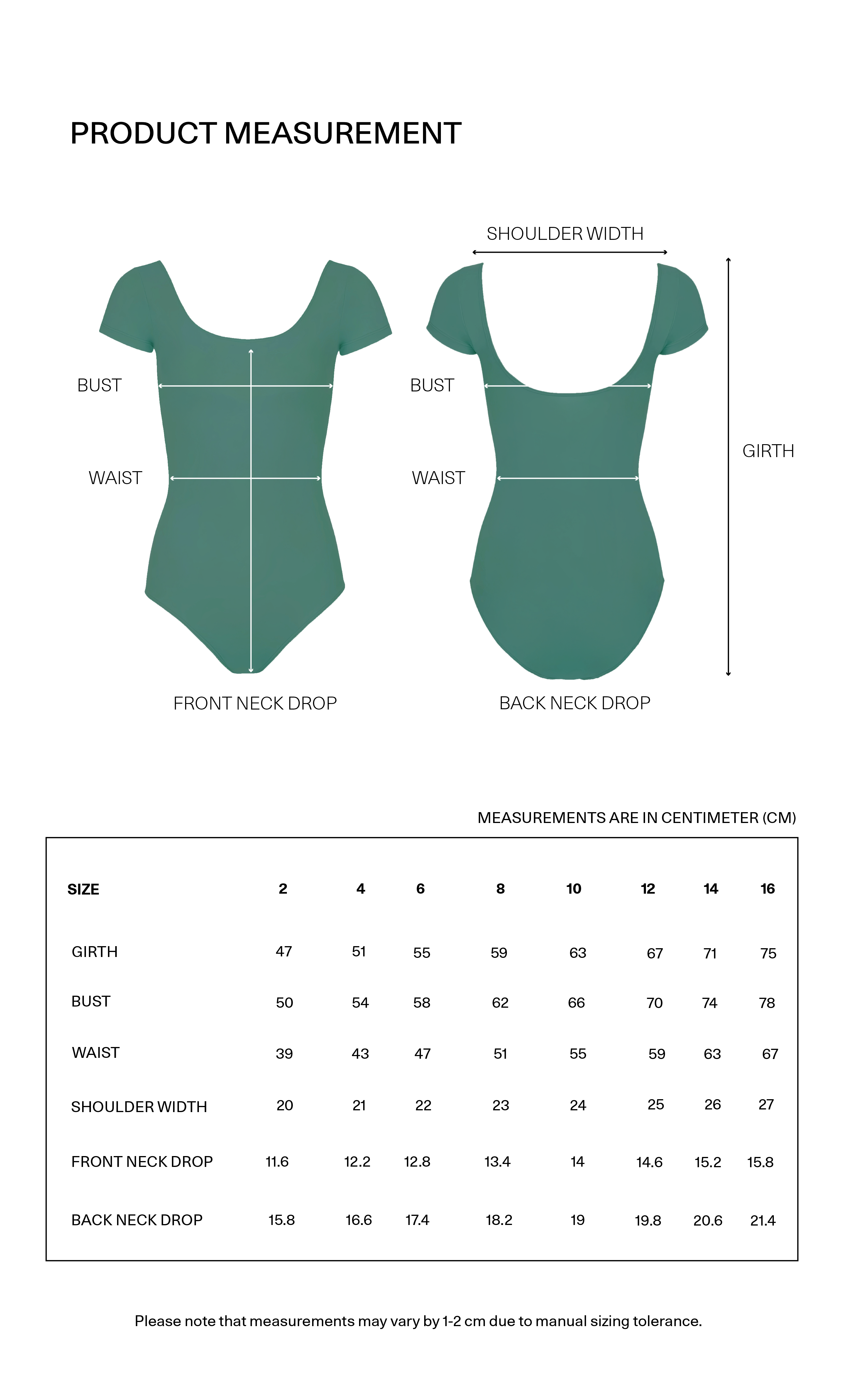 short sleeve size chart