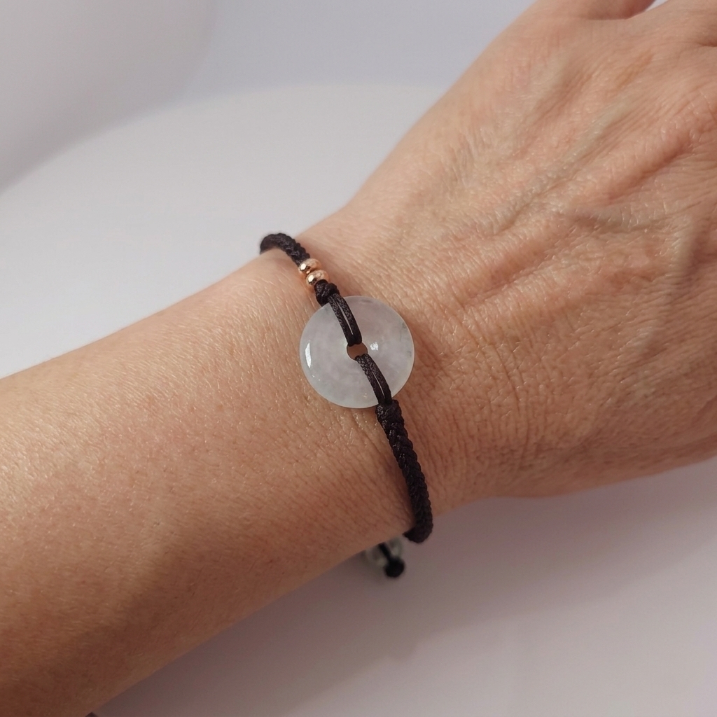 Icy White Jade Coin Bracelet