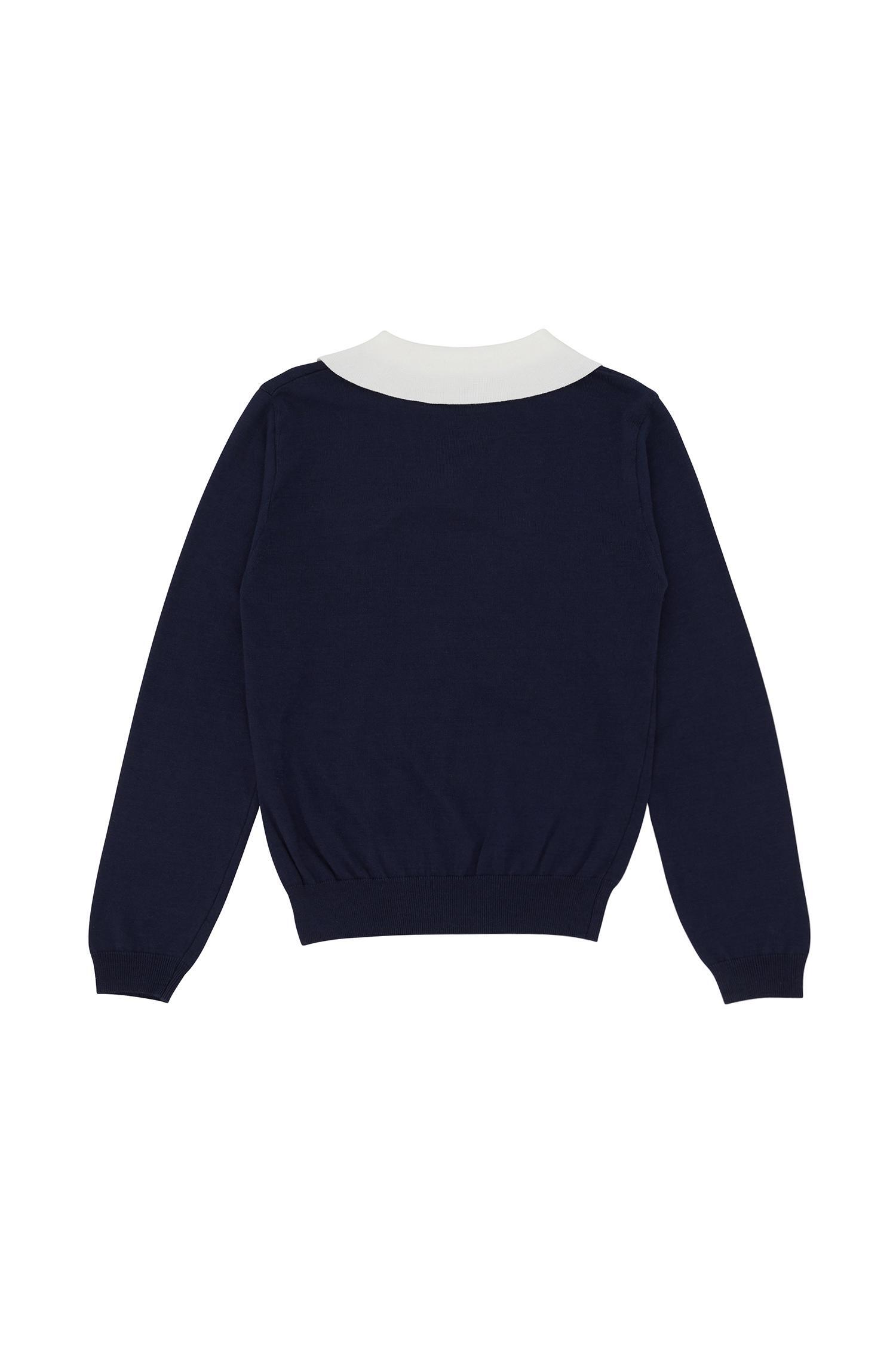 Piv'vee尖領 Polo 針織衫ocean navy2