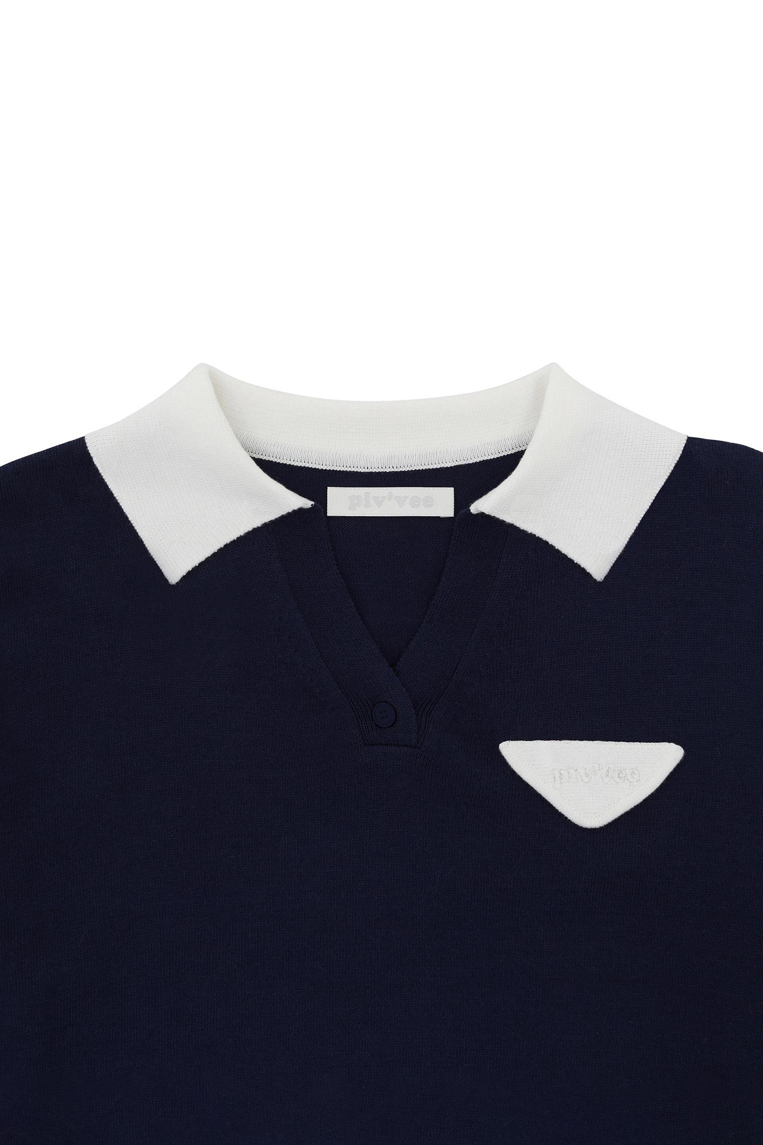 Piv'vee尖領 Polo 針織衫ocean navy3