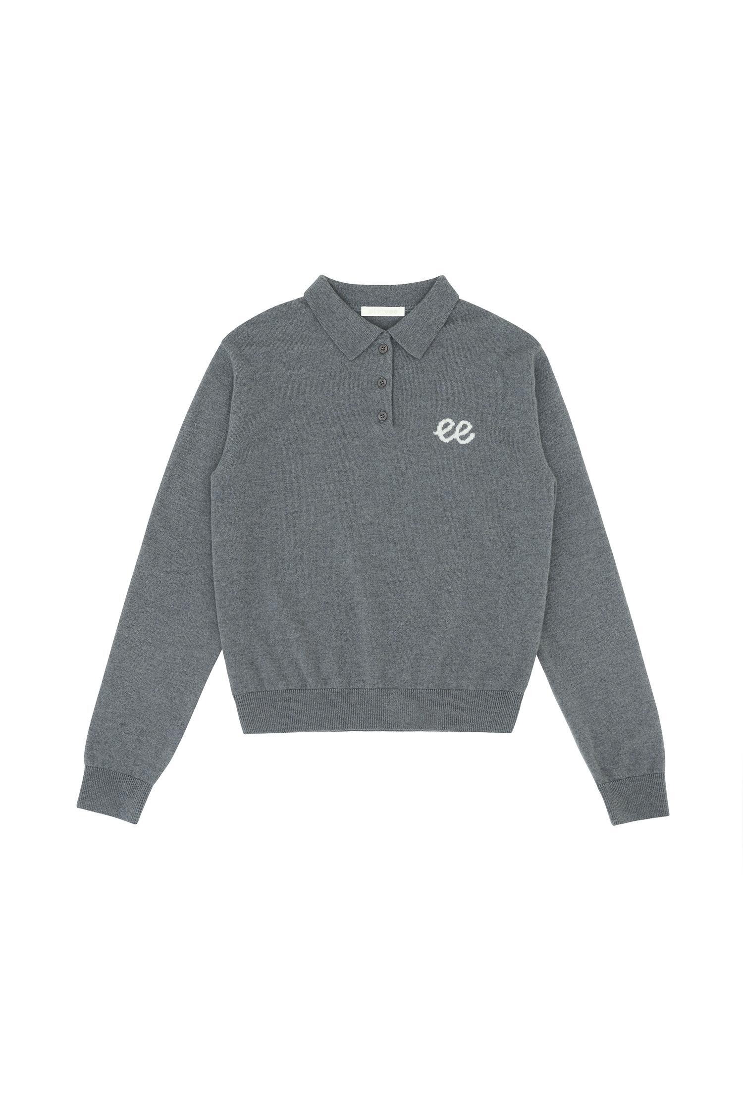 Piv'vee尖領 Polo PIQUE針織衫 heather Gray