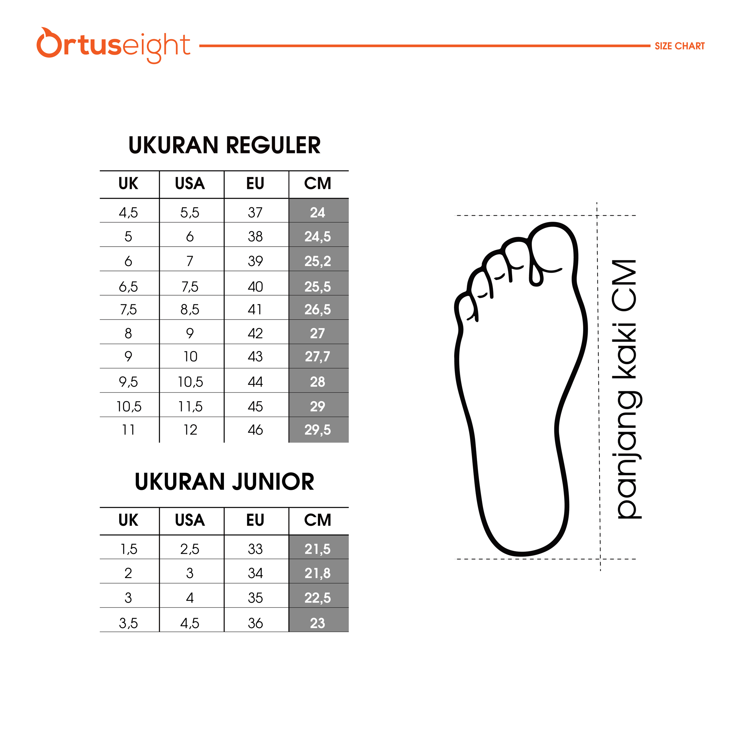 SIZE CHART ORTUSEIGHT