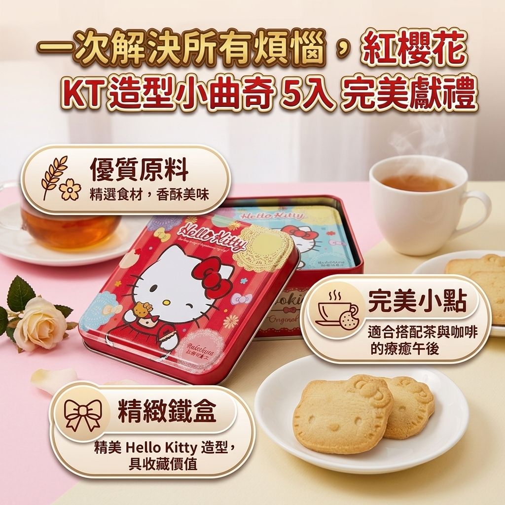 紅櫻花 KT造型 小曲奇  5入_S3