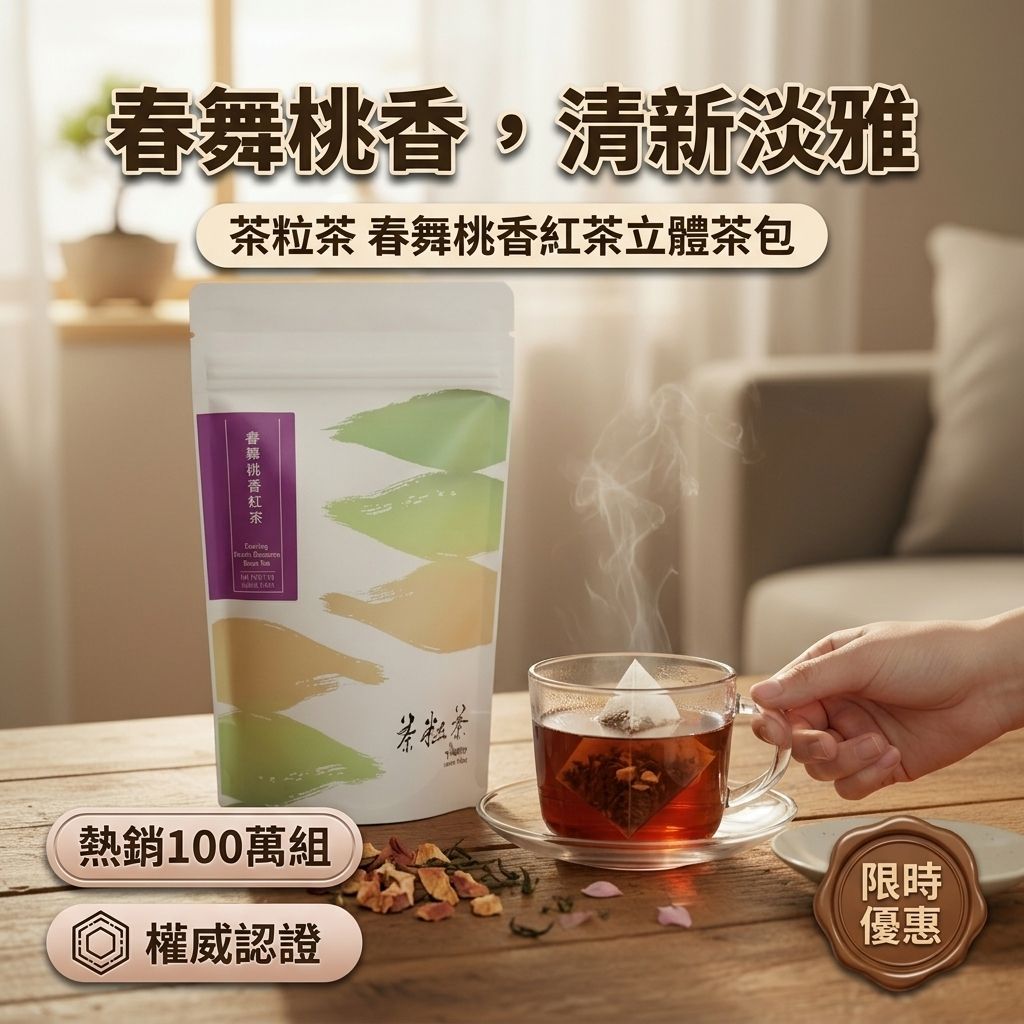 茶粒茶 春舞桃香紅茶立體茶包_S1