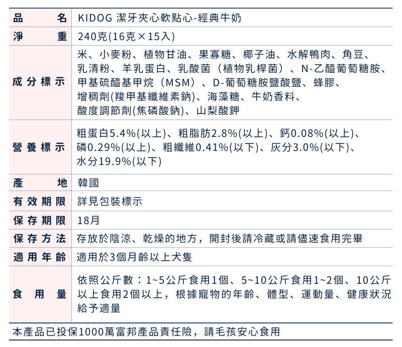 潔牙夾心軟點心-經典牛奶
