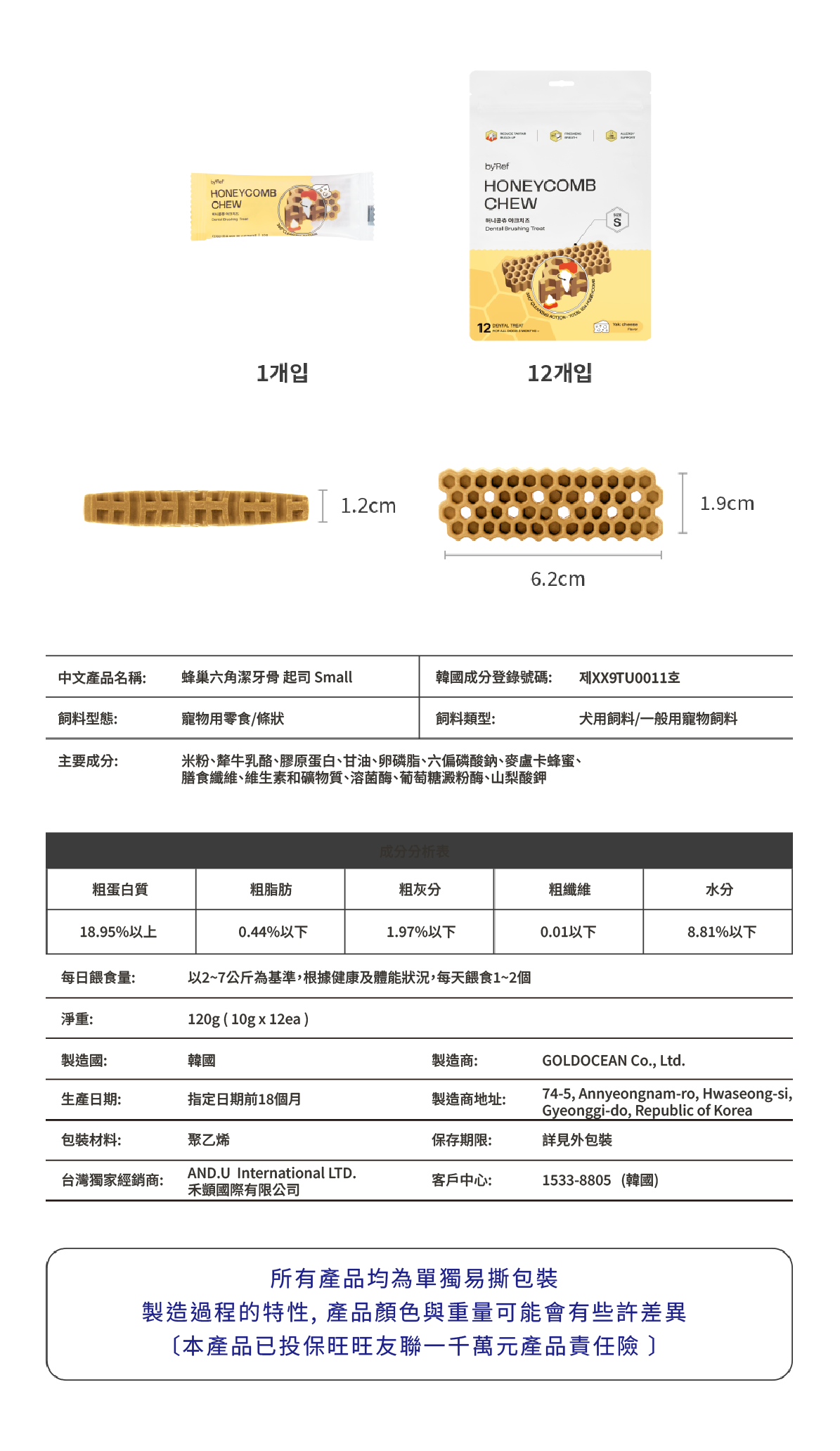 蜂巢六角潔牙骨 起司S 21-1