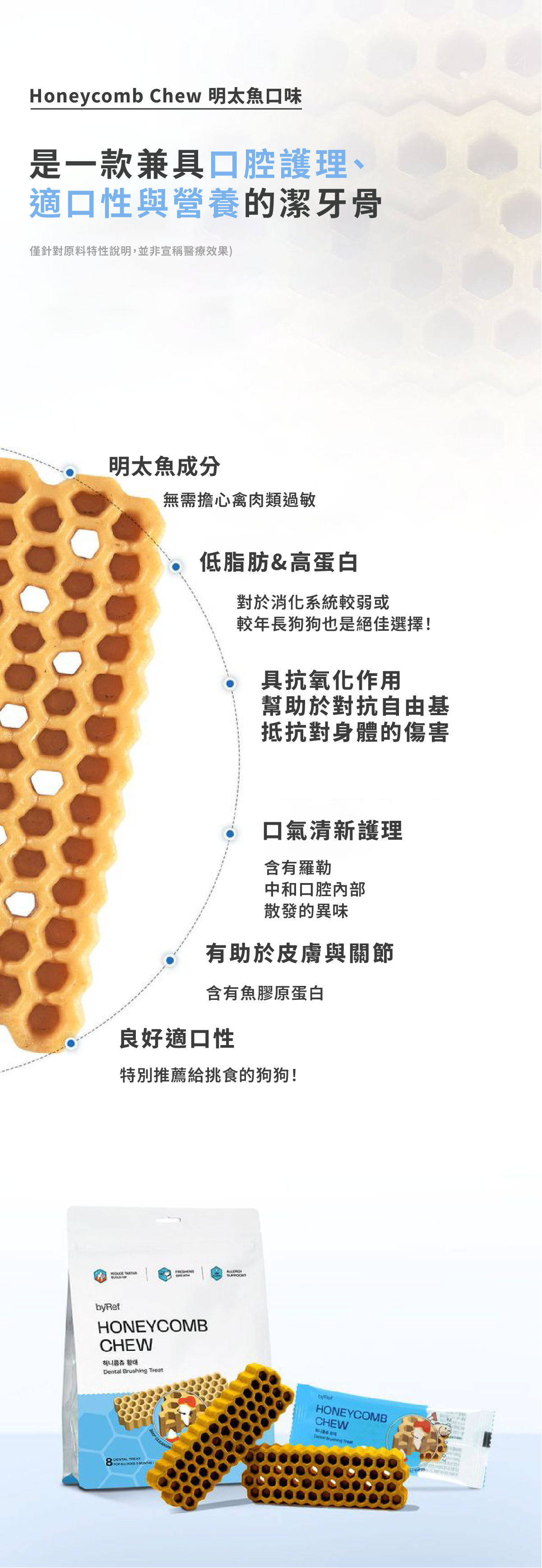 蜂巢六角潔牙骨 明太魚M 1-1