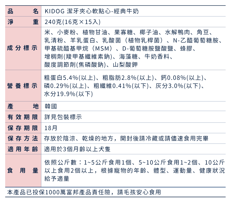潔牙夾心軟點心-經典牛奶