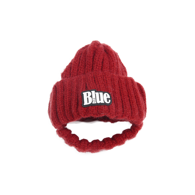 字母毛线帽-红色