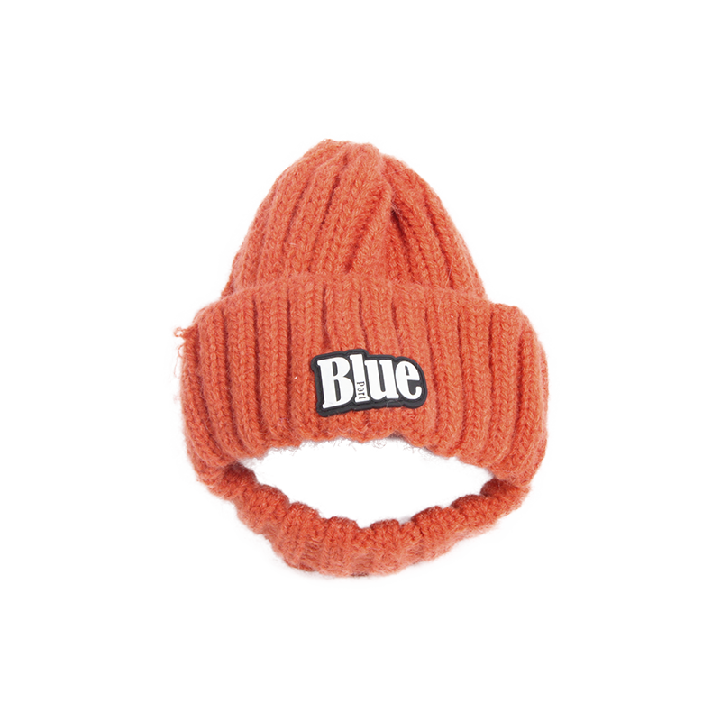 字母毛线帽-橘色