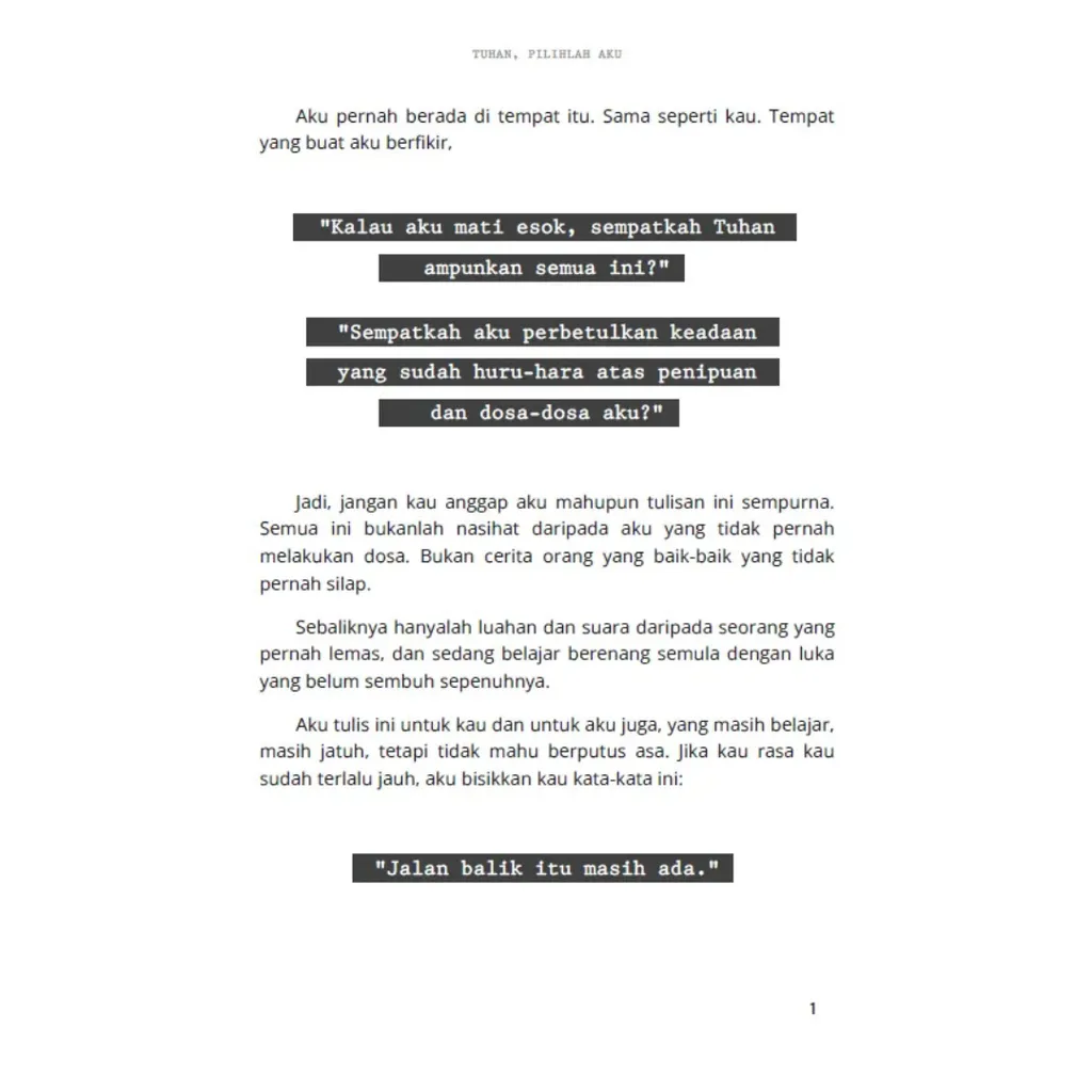 Paparan tambahan 2 untuk buku Tuhan, Pilihlah Aku