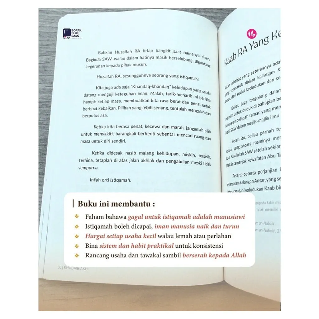 Paparan tambahan 4 untuk buku Istiqamah: Mempelajari Makna Istiqamah Dalam Amalan Menerusi Kehidupan Nabi S.A.W & Para Sahabat