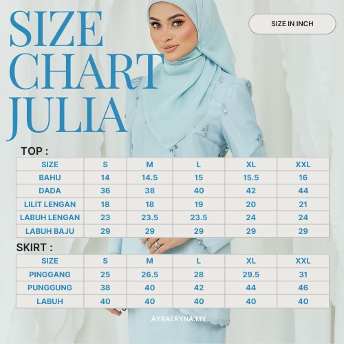 JULIA SIZE CHART