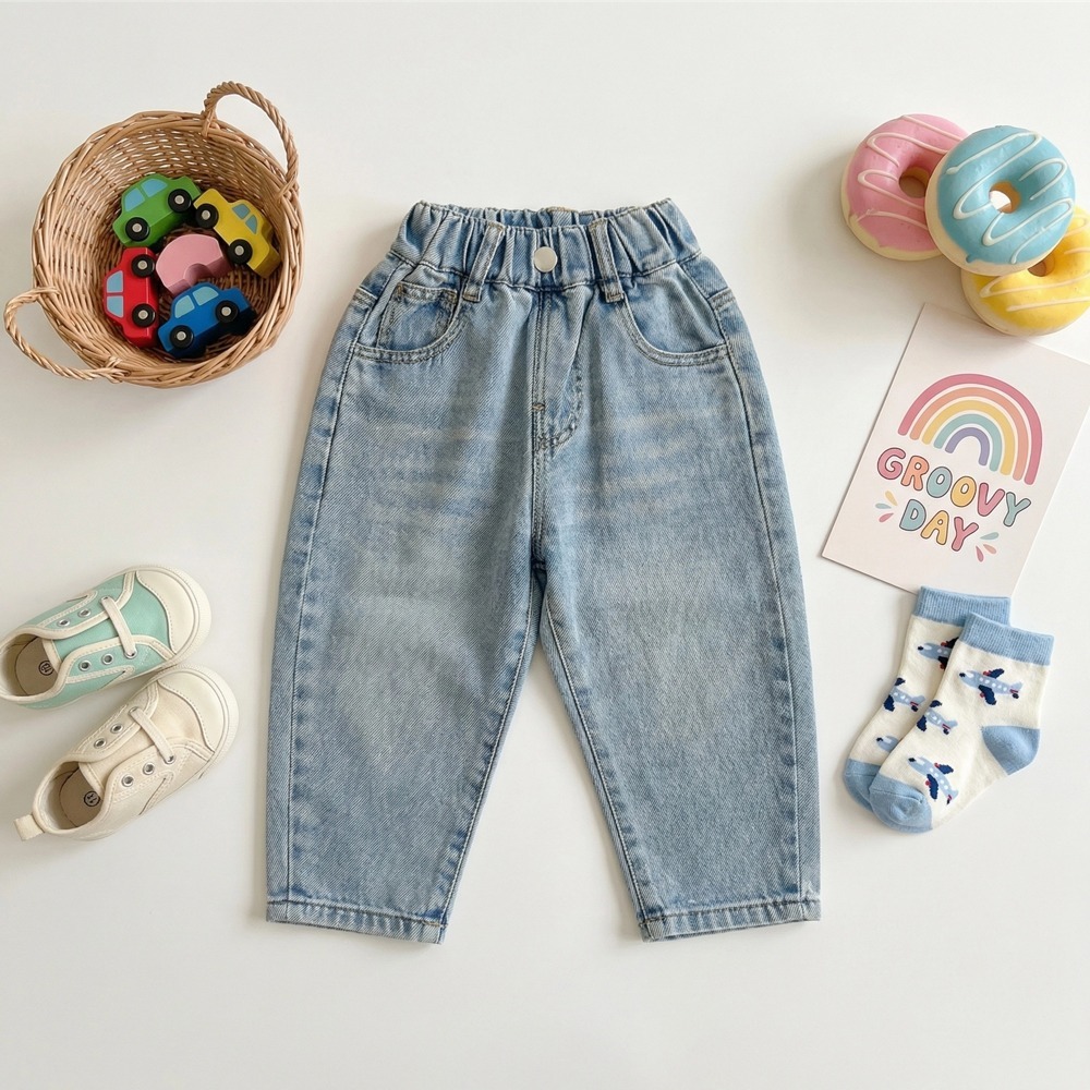 兒童小汽車塗鴉男童牛仔褲 (4)