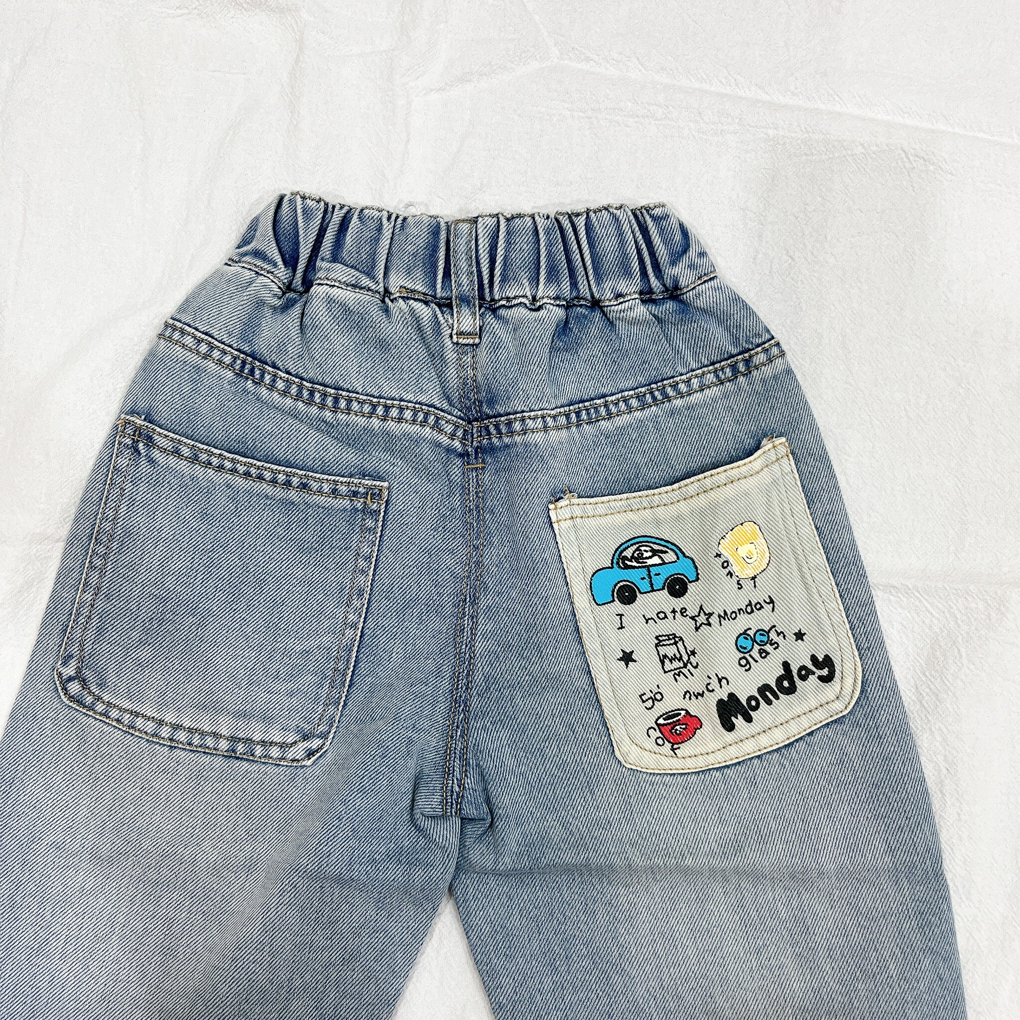 兒童小汽車塗鴉男童牛仔褲(6)