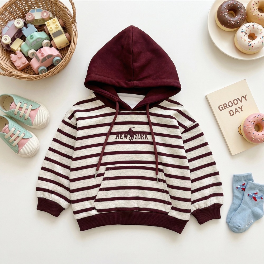 兒童美式條紋連帽上衣 (2)