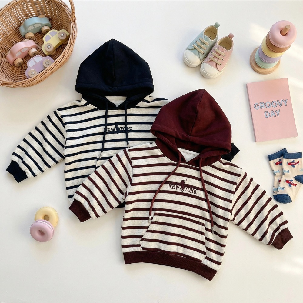 兒童美式條紋連帽上衣 (3)