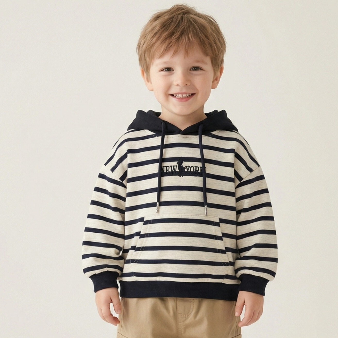 兒童美式條紋連帽上衣 (5)