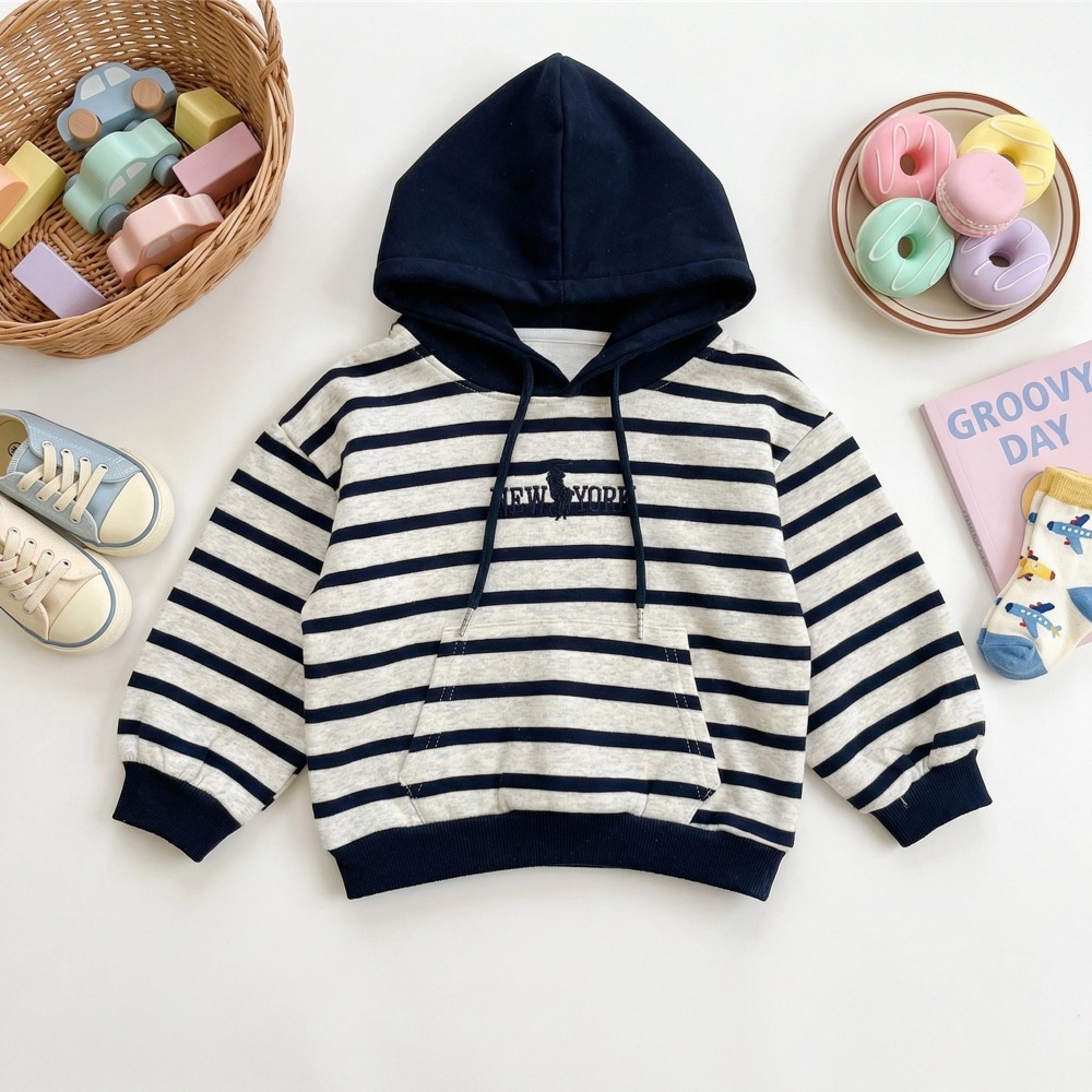 兒童美式條紋連帽上衣 (4)