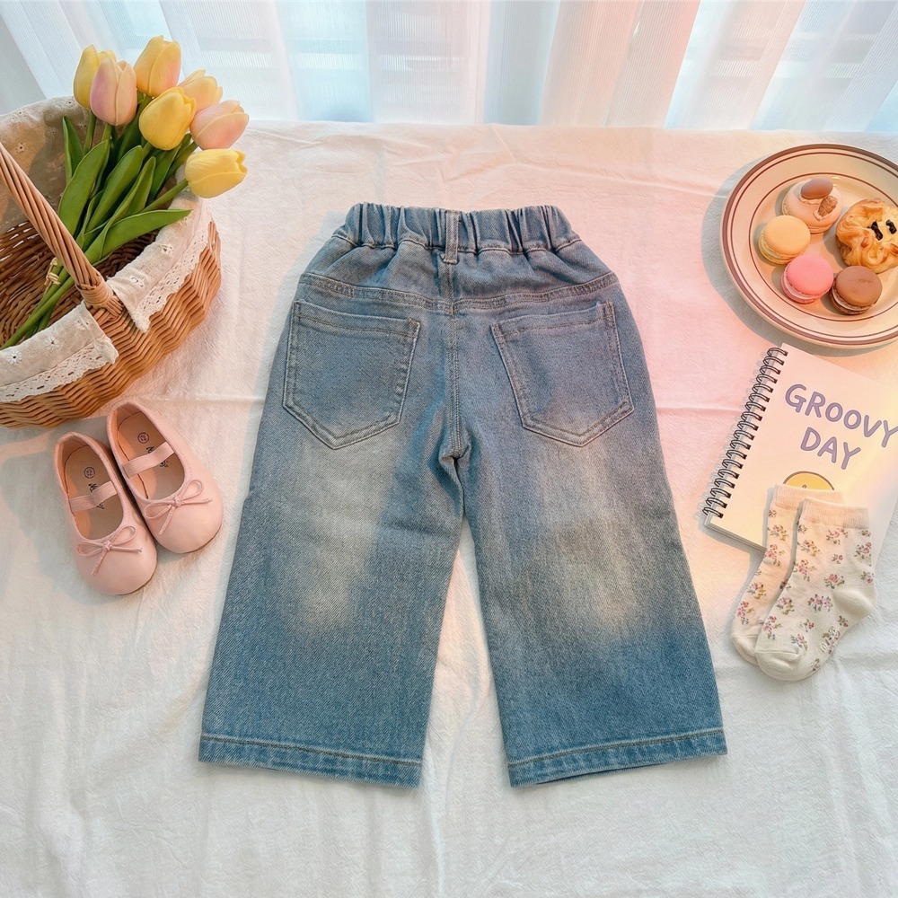 女童Hello Kitty 刺繡女童牛仔寬褲(6)