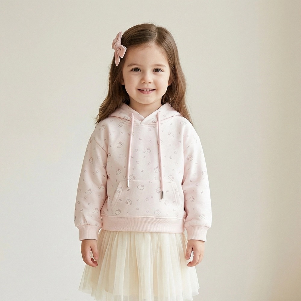 女童甜美貓咪滿版連帽衛衣(1)