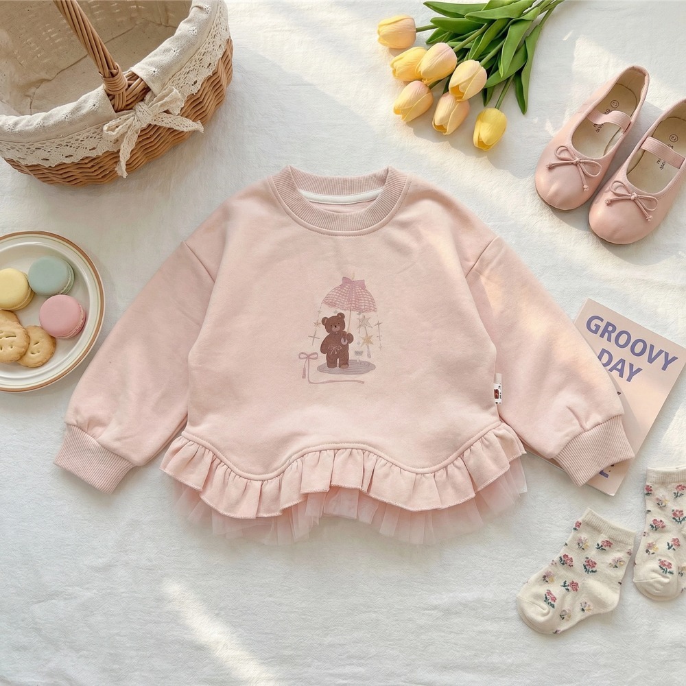 女童女童雨中熊荷葉紗裙大學T (5)