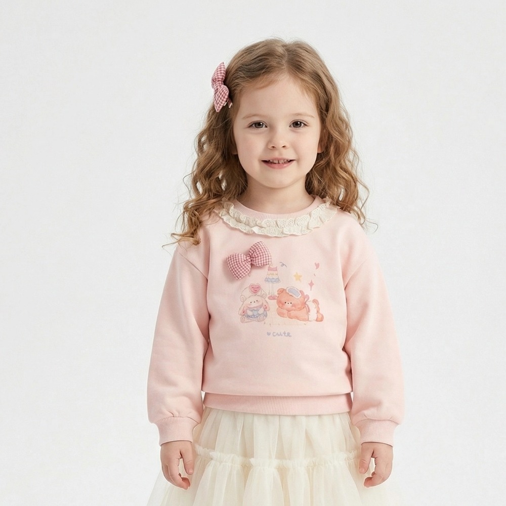 女童蕾絲領蝴蝶結長袖衛衣(3)